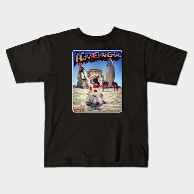 Space Dog Explore PLANET-ARMEC Kids T-Shirt by Dustin Images